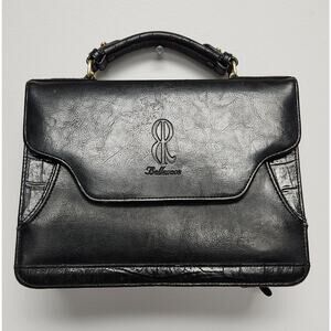 Vintage Bellerose Leather Purse Bag Black Business Inner Divider Organizer